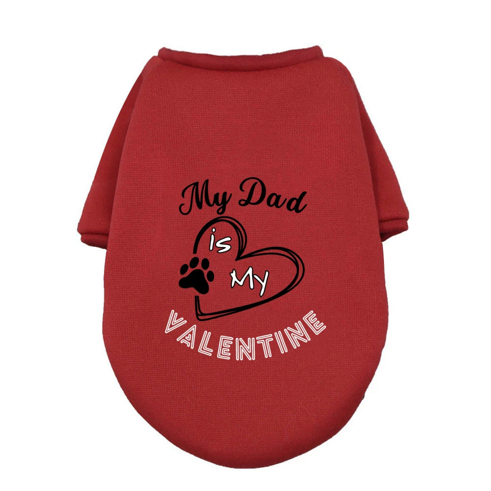 My Mom Is My Valentine Ptint Pet Dog Clothes Valentines Dogs Hoodie Sweater Valentine's Day Dog Gifts Ropa Para Bulldog Ingles