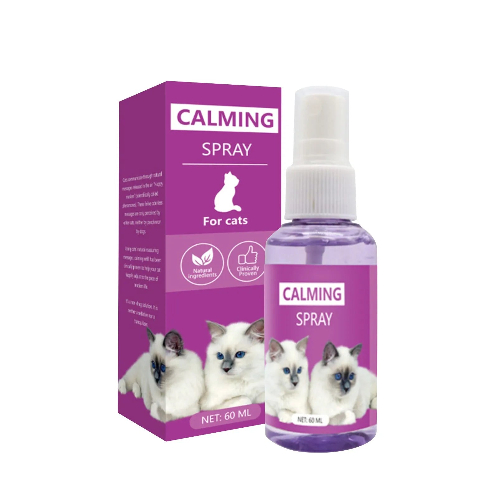 Cat Calming Spray - 60ml Cat Relaxer Spray | Cat Mood Soothing Spray, Promotes Relaxation, Cat Stress Relief Spray, Reduces Scratching Furniture, Helps to Support Restful Sleep for Your Cat