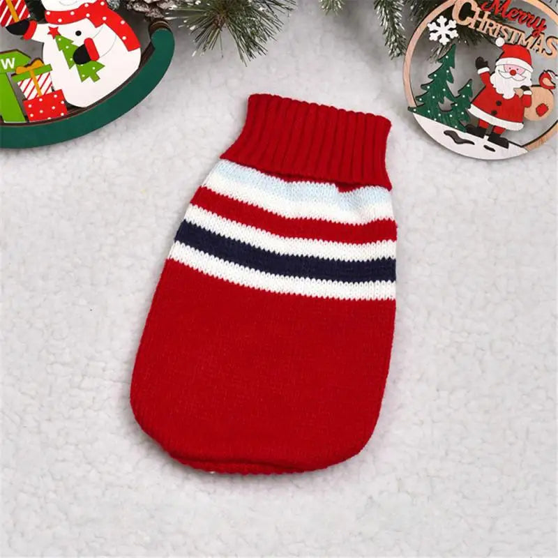 Christmas Pet Clothes For Small Medium Dogs Sweater Winter Warm Cat Sweater Corgi Teddy Coat Pet New Year Supplies