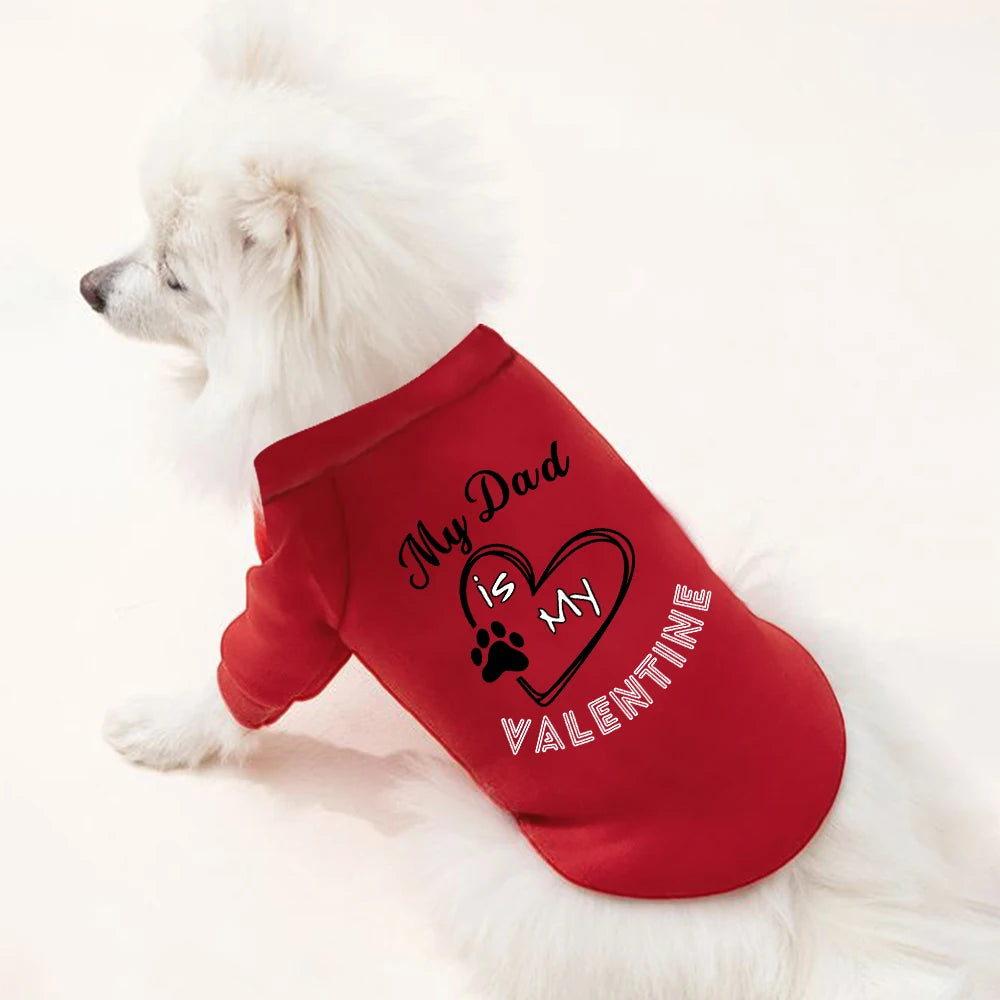 My Mom Is My Valentine Ptint Pet Dog Clothes Valentines Dogs Hoodie Sweater Valentine's Day Dog Gifts Ropa Para Bulldog Ingles