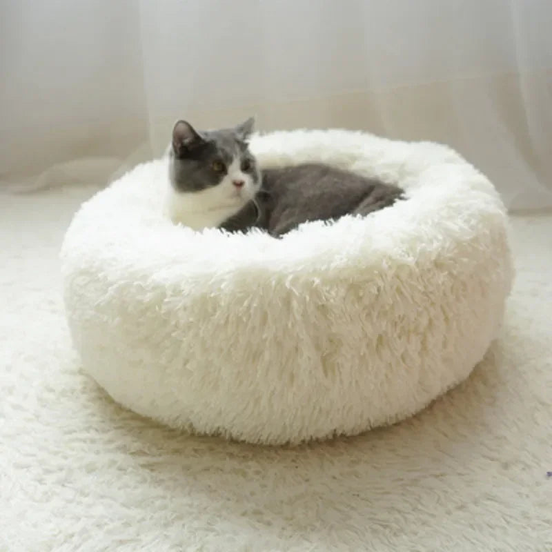 40-90cm Round Pet Bed for Large Dog Bed Super Soft Cat Bed Long Plush Dog House for Medium Dog House Winter Warm Sleeping