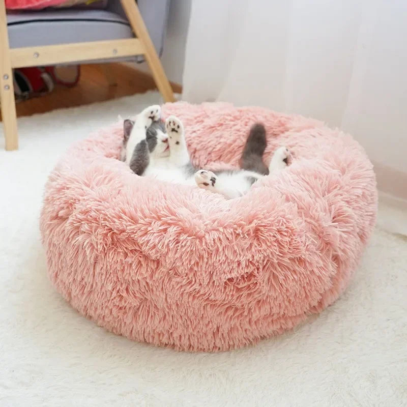 40-90cm Round Pet Bed for Large Dog Bed Super Soft Cat Bed Long Plush Dog House for Medium Dog House Winter Warm Sleeping