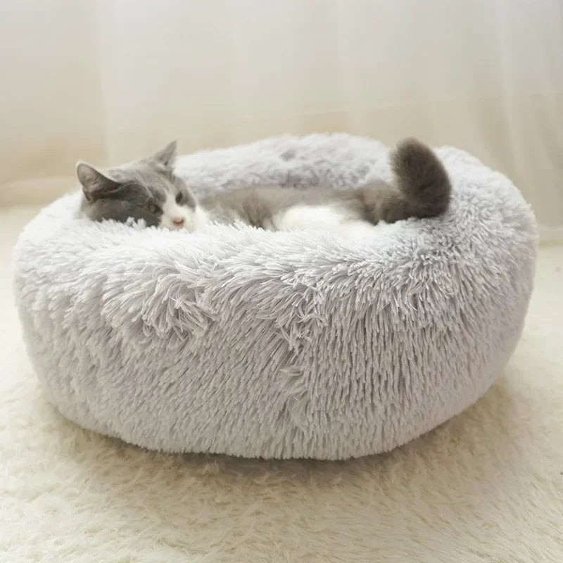 40-90cm Round Pet Bed for Large Dog Bed Super Soft Cat Bed Long Plush Dog House for Medium Dog House Winter Warm Sleeping