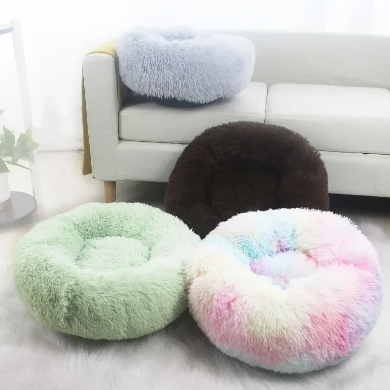 40-90cm Round Pet Bed for Large Dog Bed Super Soft Cat Bed Long Plush Dog House for Medium Dog House Winter Warm Sleeping